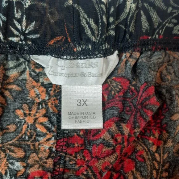 CJ Banks Skirt Womens 3X Floral Print Midi Flowy - Picture 3 of 12